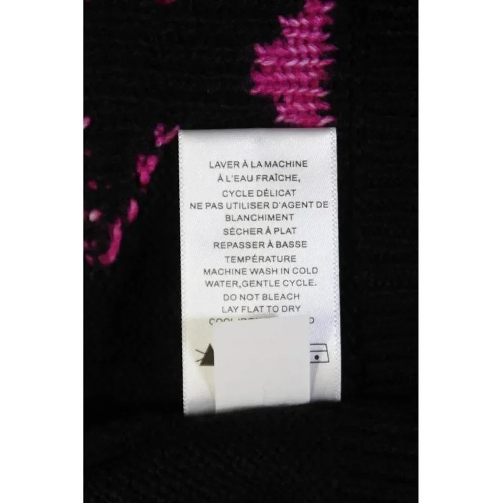 Renuar Womens Long Sleeve Geometric Oversized Pullover Sweater Black Size M